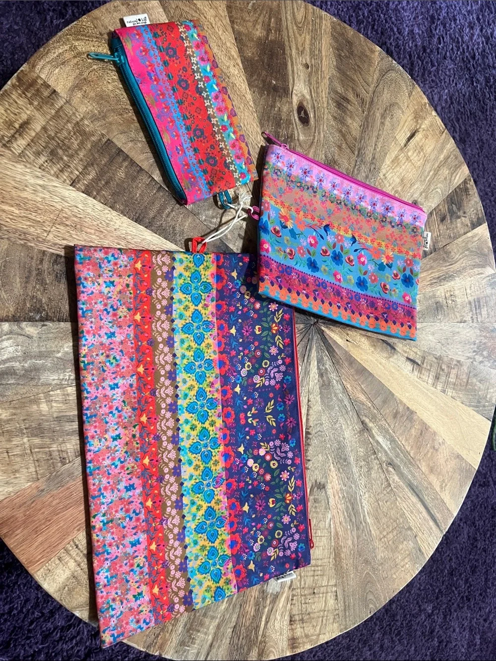 Natural Life Boho Floral Multi-Color Women’s Pouch Set